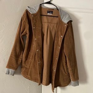Lightweight Corduroy Shacket with Hoodie